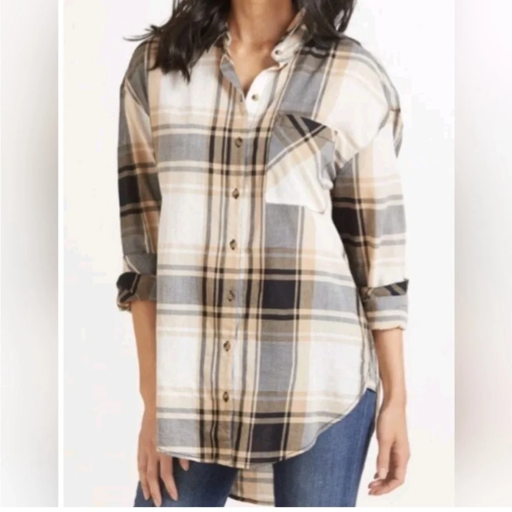 NWT Sanctuary Plaid Boyfriend Tunic - Size XS - Picture 3 of 9